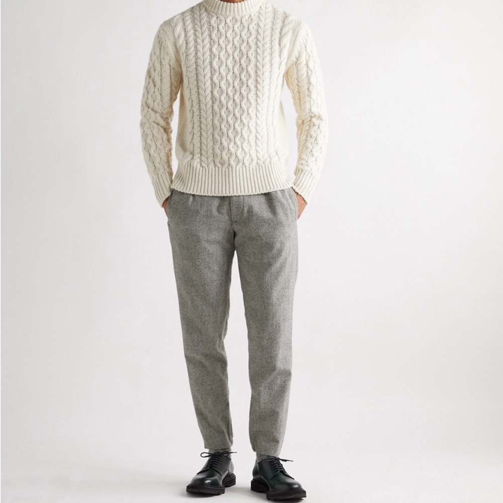CLUB MONACO Lex Tapered Wool-Blend Donegal
Tweed Trousers Size Men’s L Grey